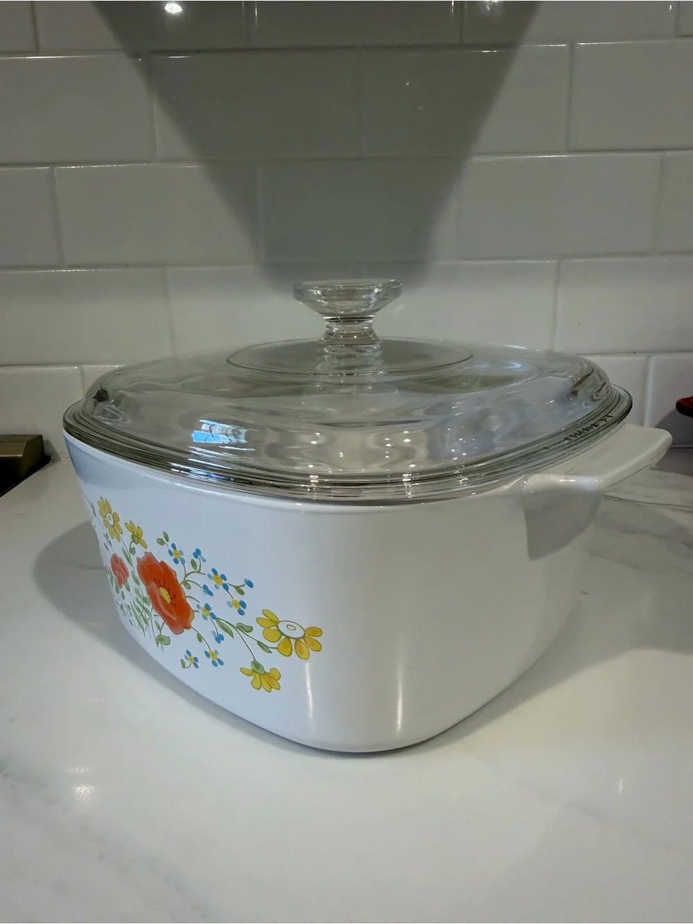 Vintage Corning Ware Wildflower A-3-B 3 Qt Casserole Dish w/ Pyrex A-9-C Lid USA